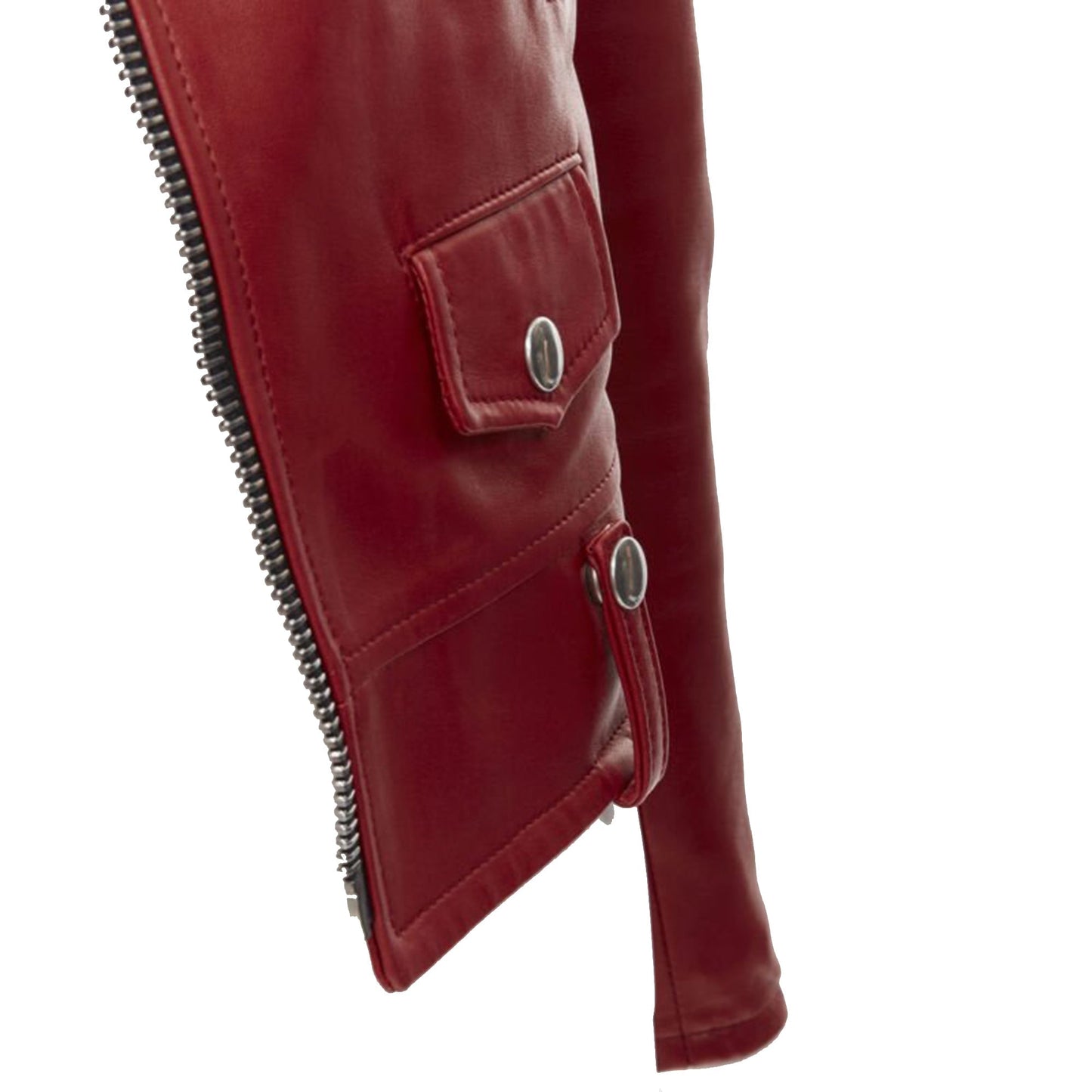Women's Saint Laurent red lambskin leather moto biker jacket