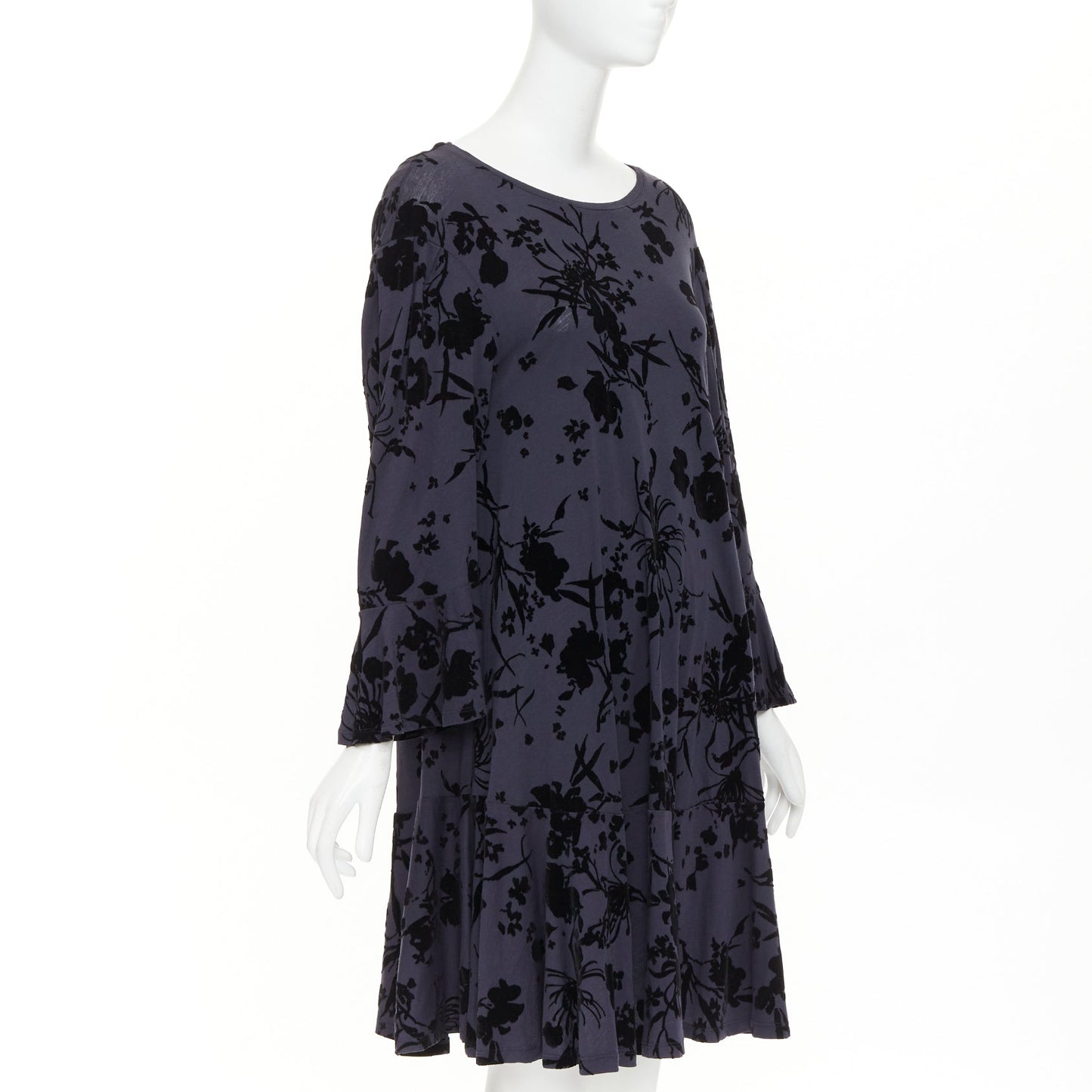 Women's Dries Van Noten cotton velvet damask floral flock print dress