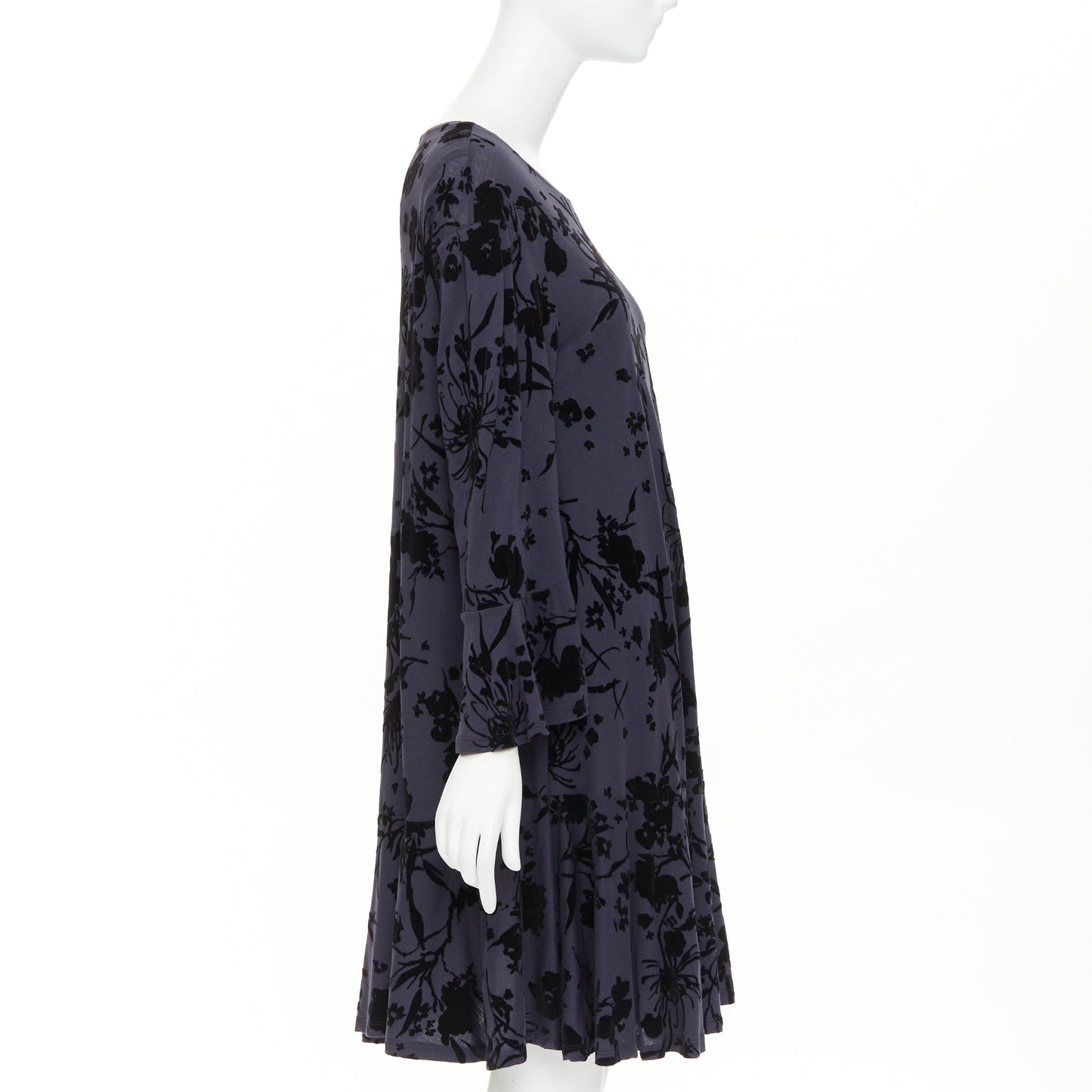 Women's Dries Van Noten cotton velvet damask floral flock print dress