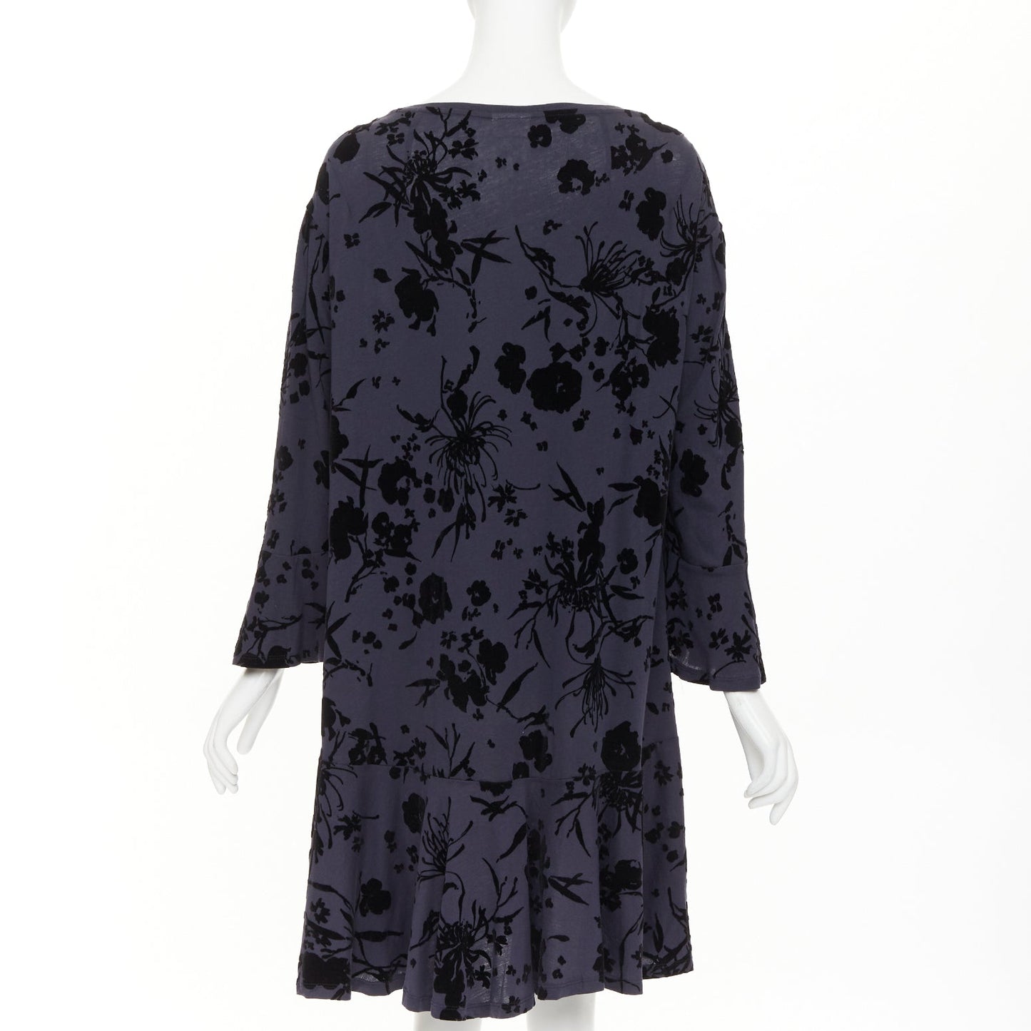 Women's Dries Van Noten cotton velvet damask floral flock print dress