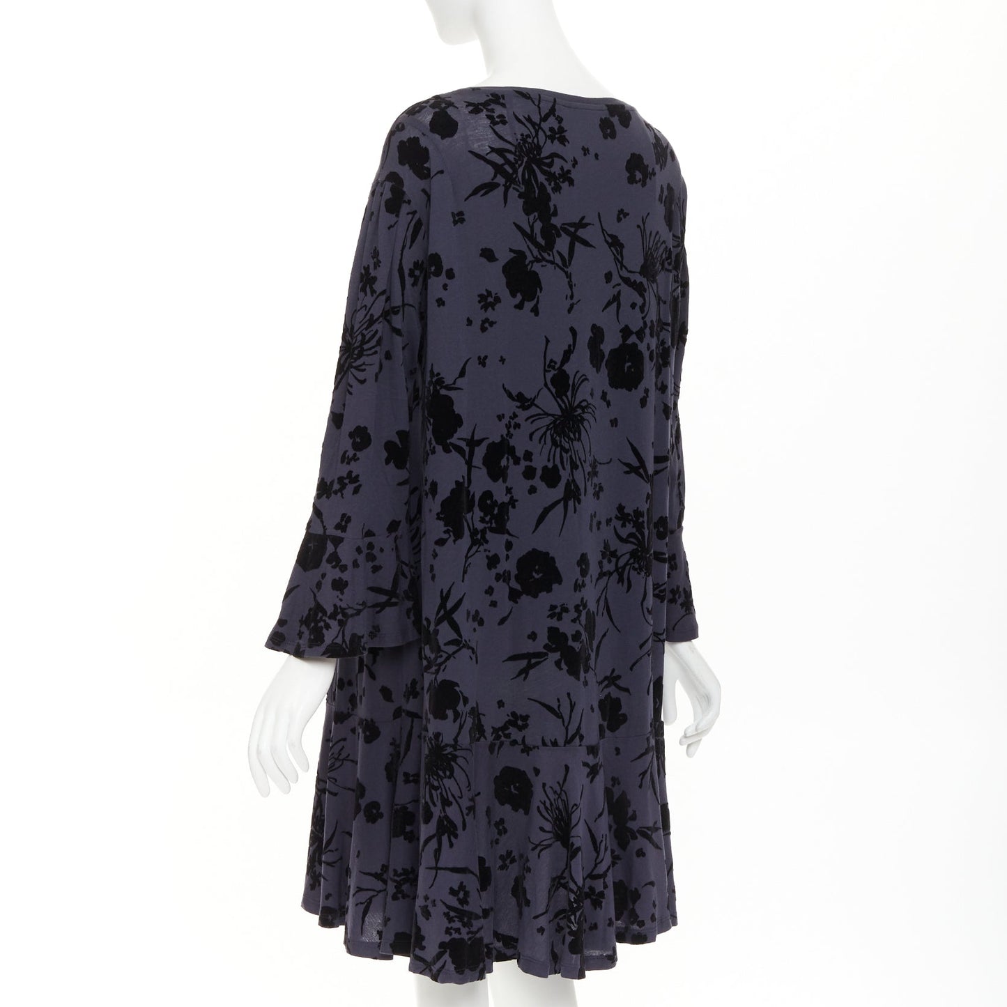Women's Dries Van Noten cotton velvet damask floral flock print dress