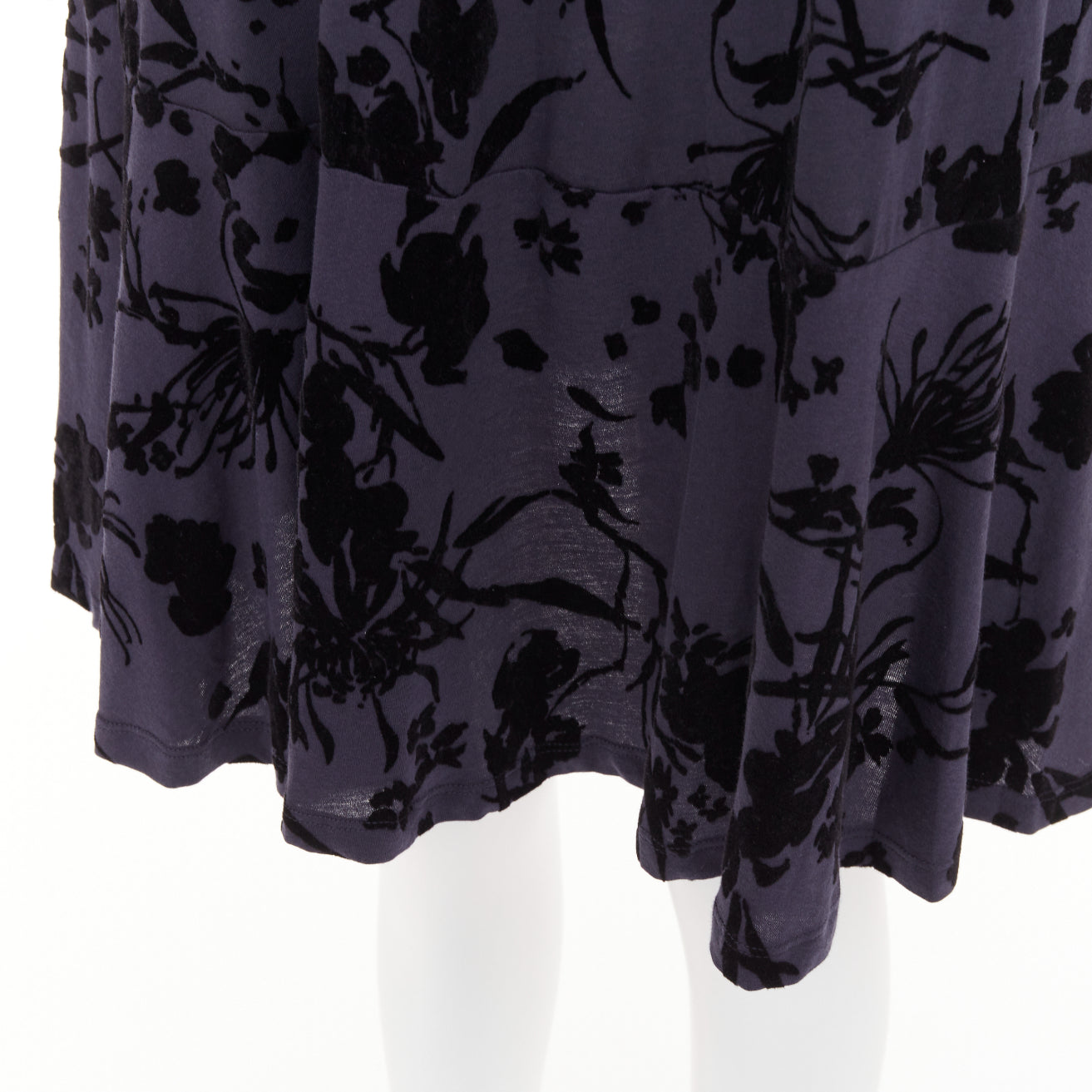 Women's Dries Van Noten cotton velvet damask floral flock print dress