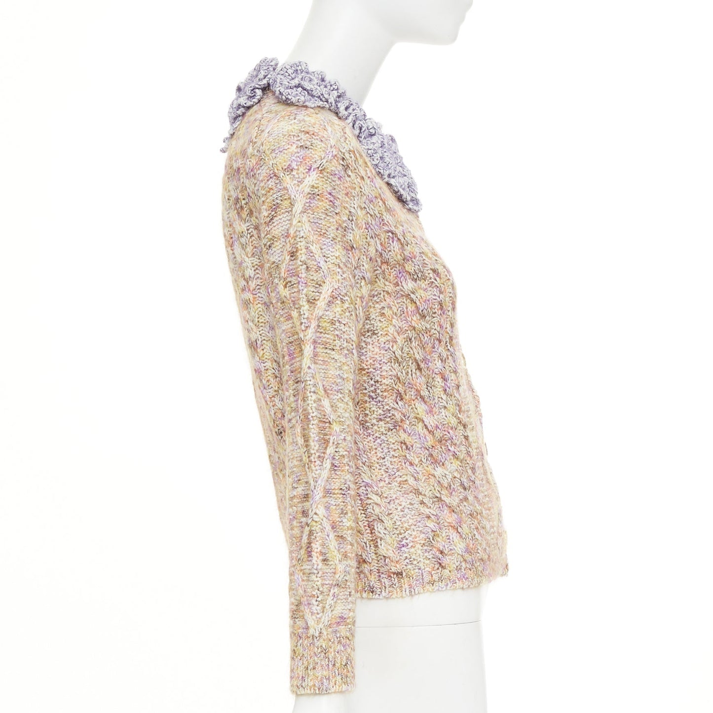 Women's Louis Vuitton Knitted Flower Collar cable mix knit cardigan