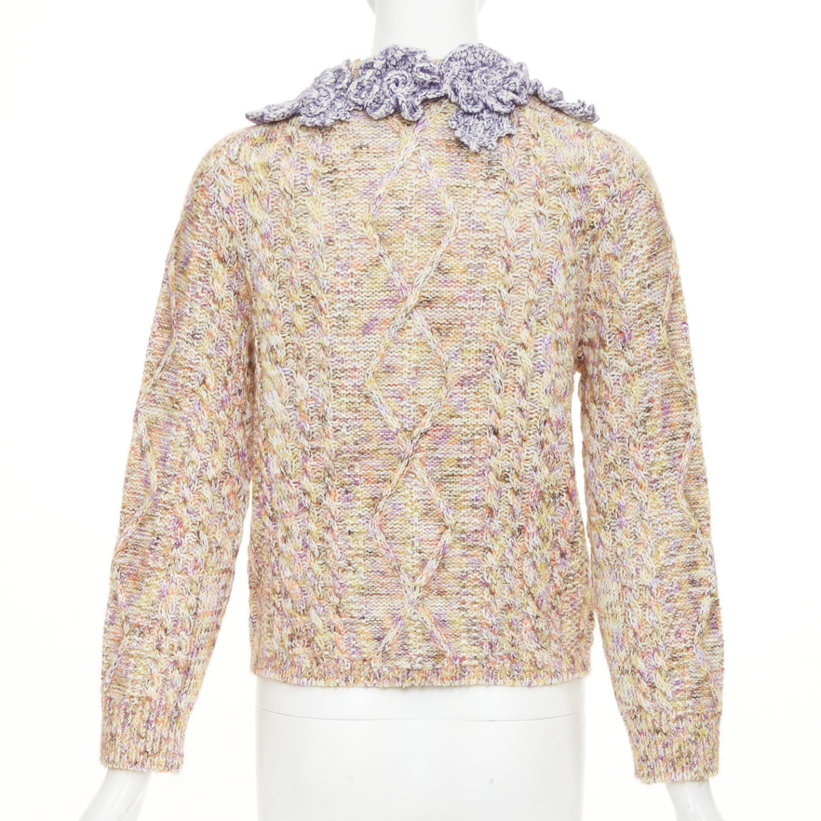 Women's Louis Vuitton Knitted Flower Collar cable mix knit cardigan