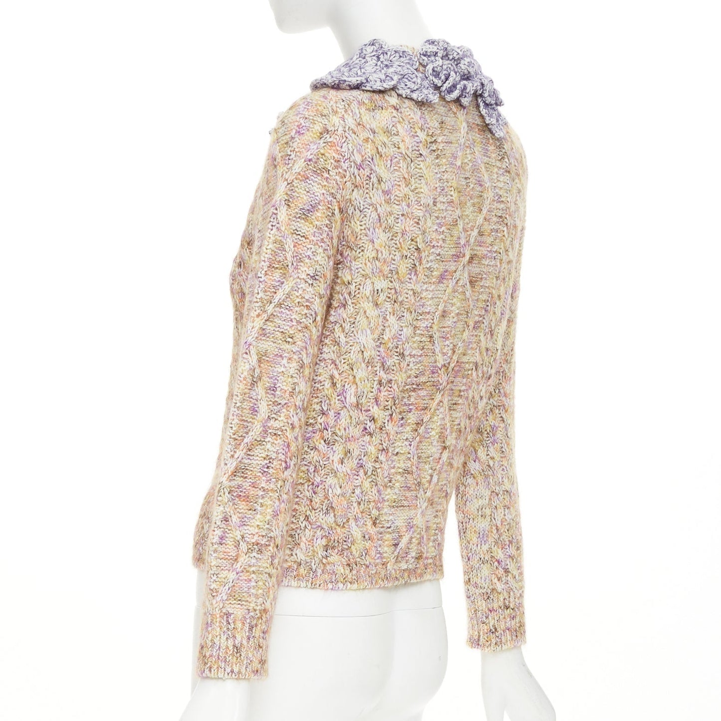 Women's Louis Vuitton Knitted Flower Collar cable mix knit cardigan