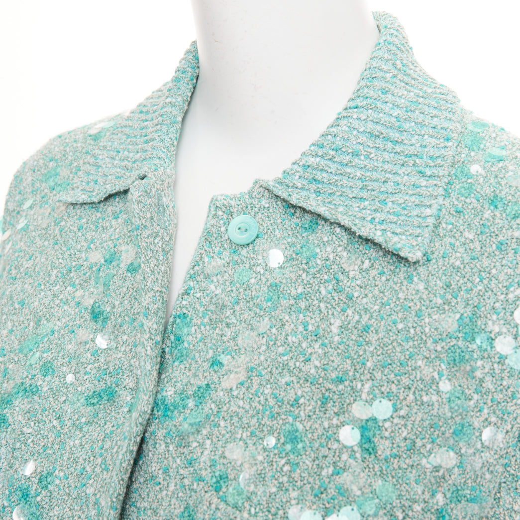 Women's Gucci tweed blend polo sequin knit cardigan