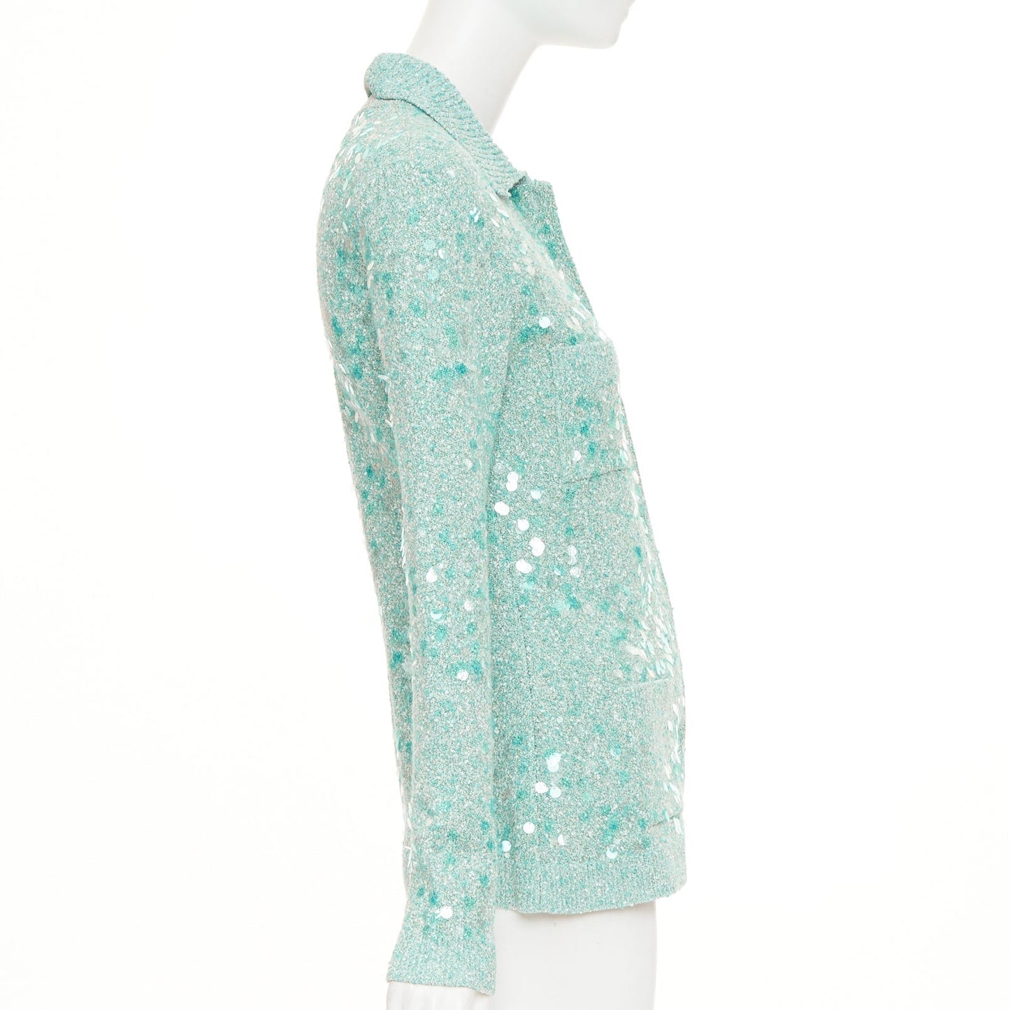 Women's Gucci tweed blend polo sequin knit cardigan