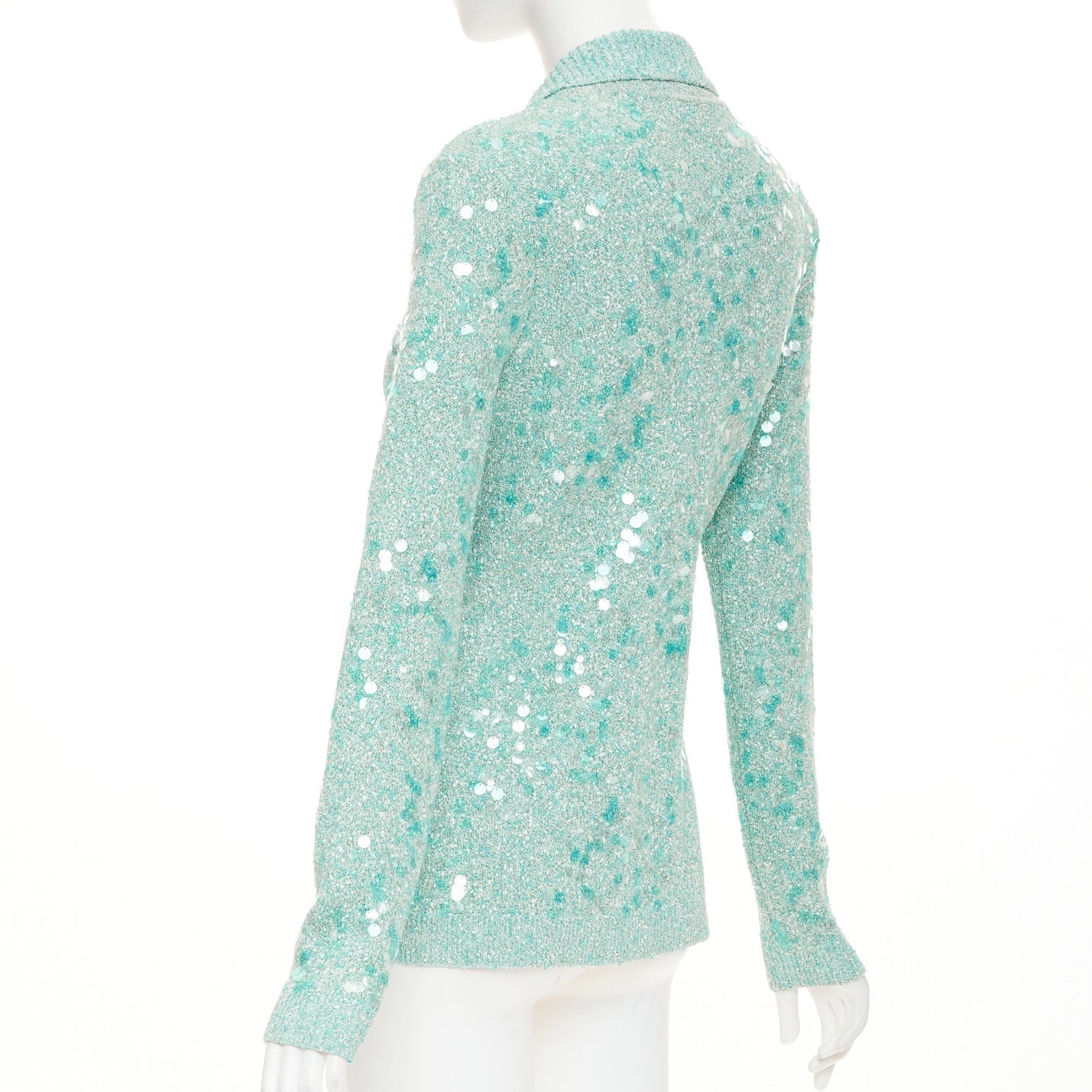 Women's Gucci tweed blend polo sequin knit cardigan