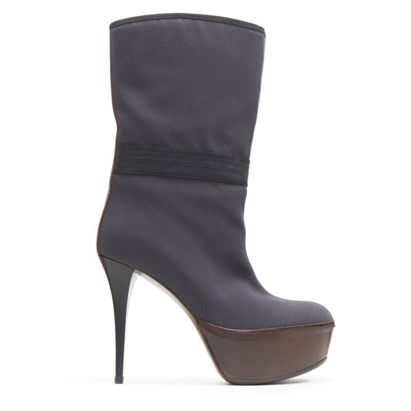 Women's Marni fabric upper leather platform high heel boot