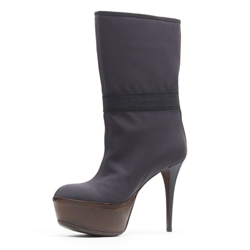 Women's Marni fabric upper leather platform high heel boot