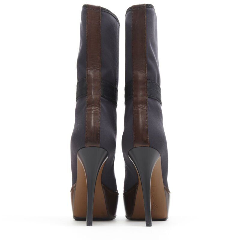 Women's Marni fabric upper leather platform high heel boot
