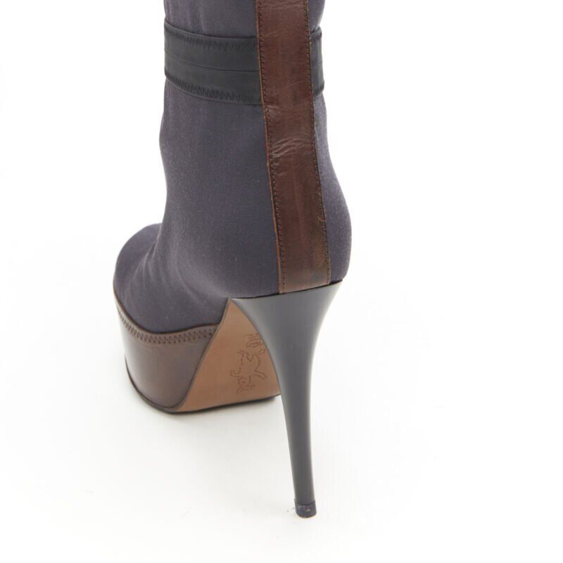 Women's Marni fabric upper leather platform high heel boot