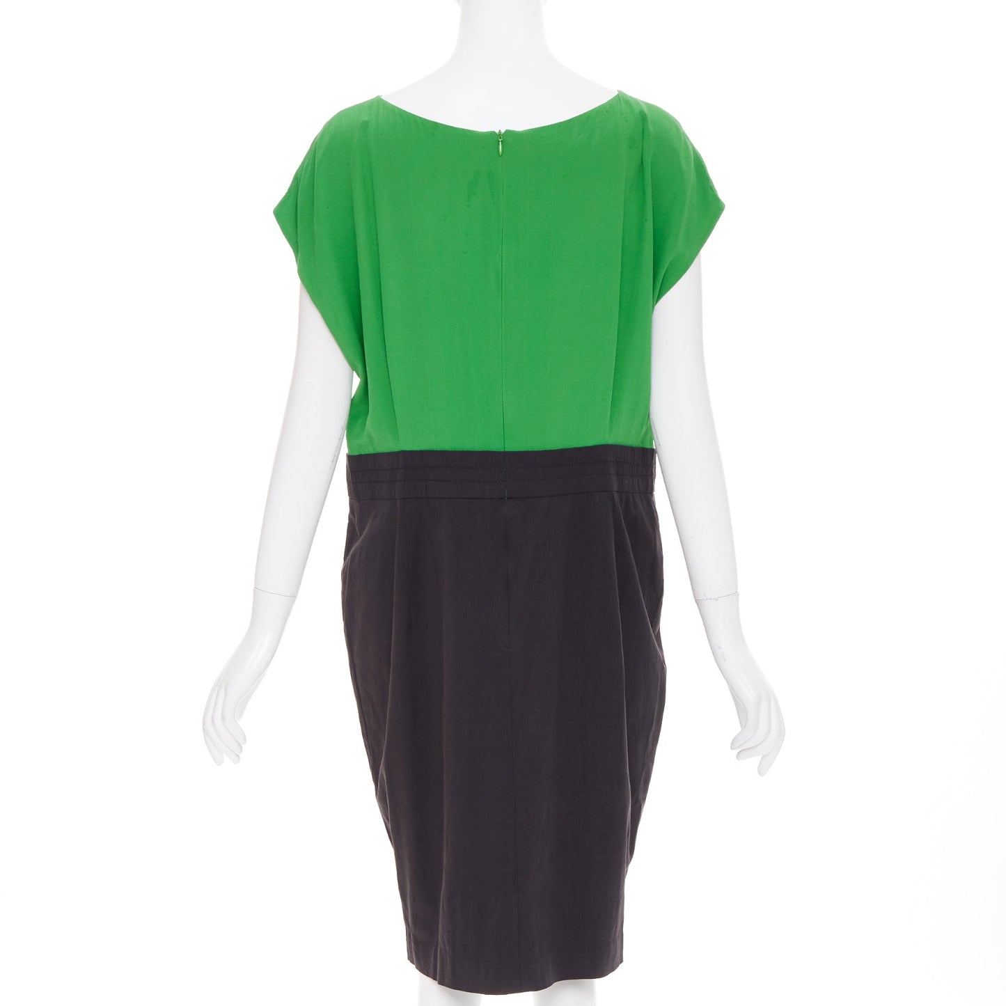 Women's Saint Laurent sheer polkadot neckline crepe sheath dress