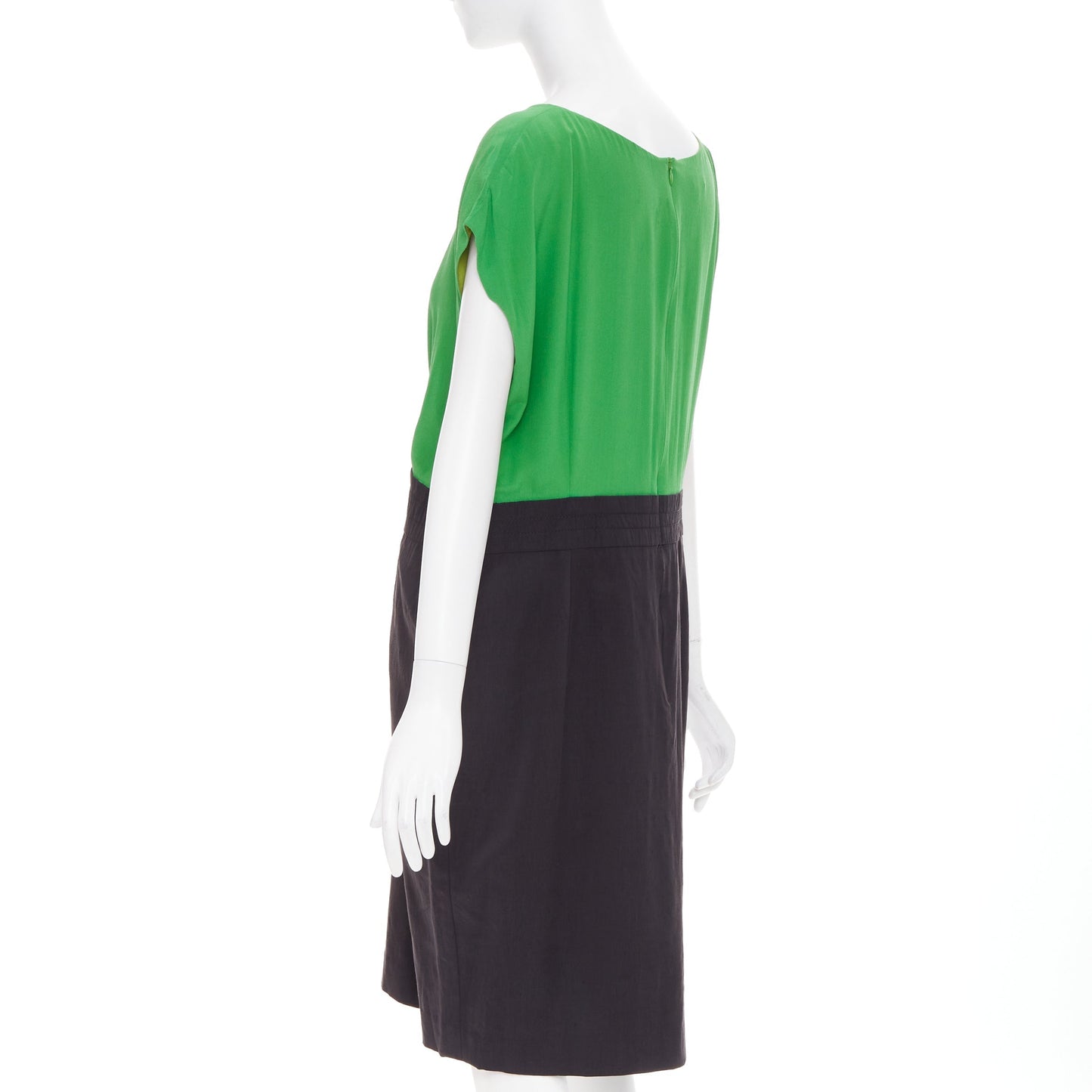 Women's Saint Laurent sheer polkadot neckline crepe sheath dress
