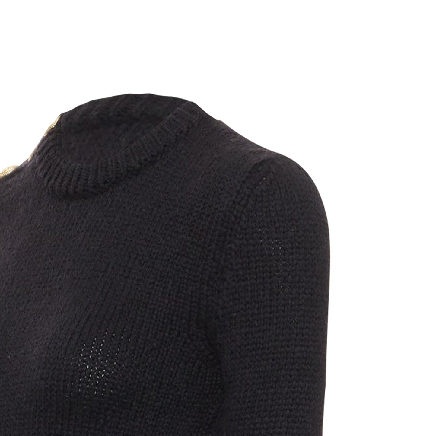 Women's Balmain mohair blend gold lion button crew neck sweater