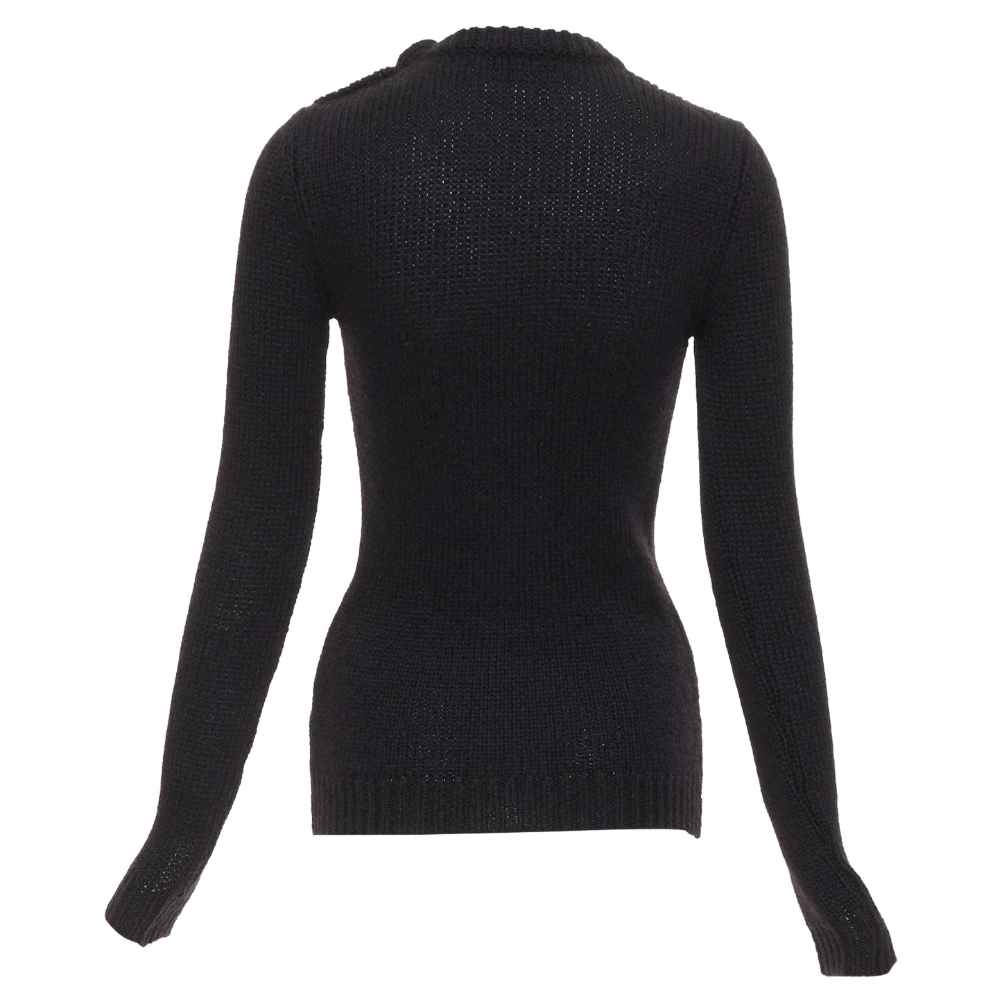 Women's Balmain mohair blend gold lion button crew neck sweater