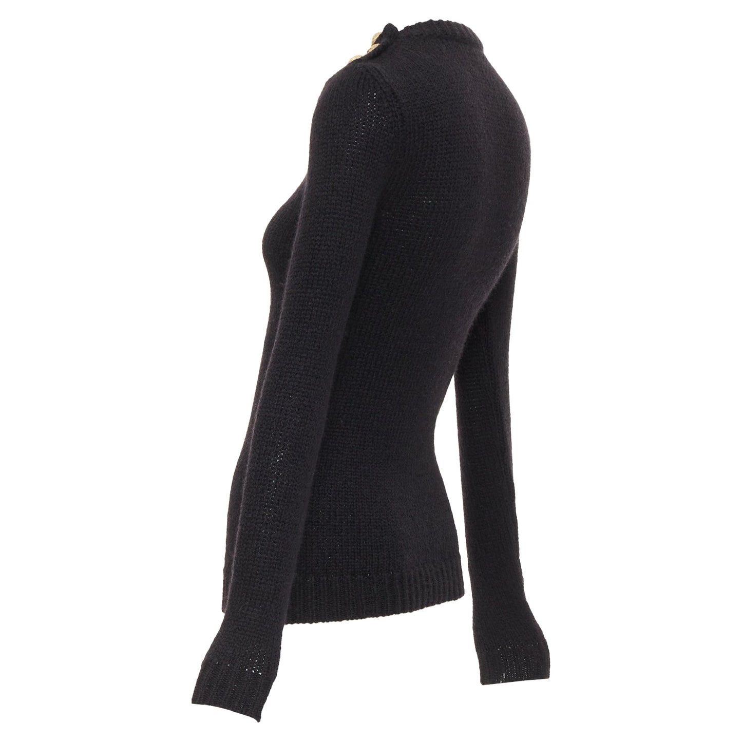 Women's Balmain mohair blend gold lion button crew neck sweater