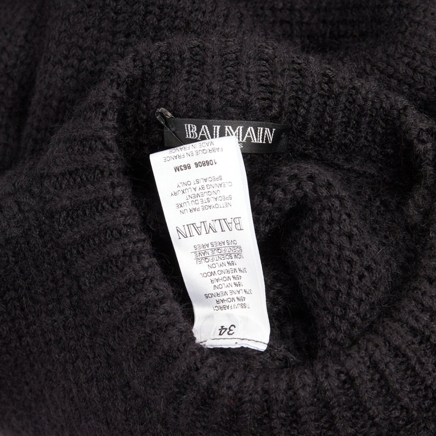 Women's Balmain mohair blend gold lion button crew neck sweater