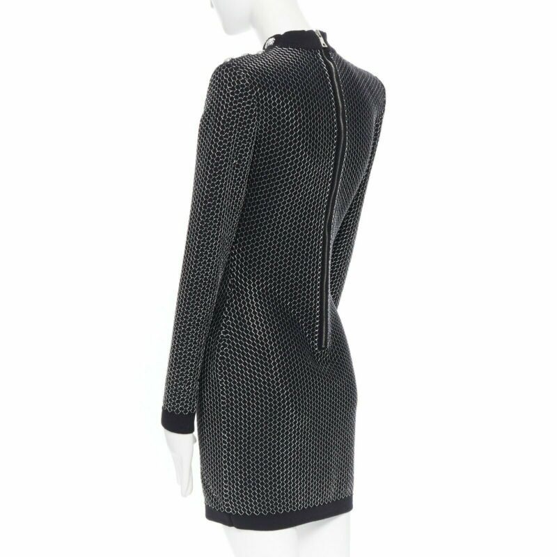 Women's Balmain Rousteing silver thread fluffy military dress