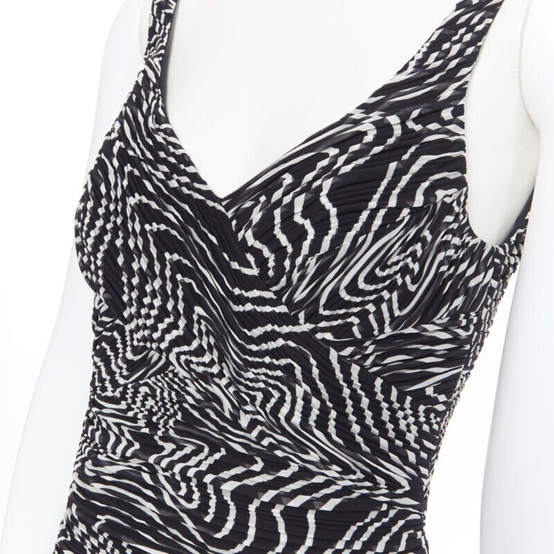 Women's Versace silk swirl print ruche pleated cocktail dress