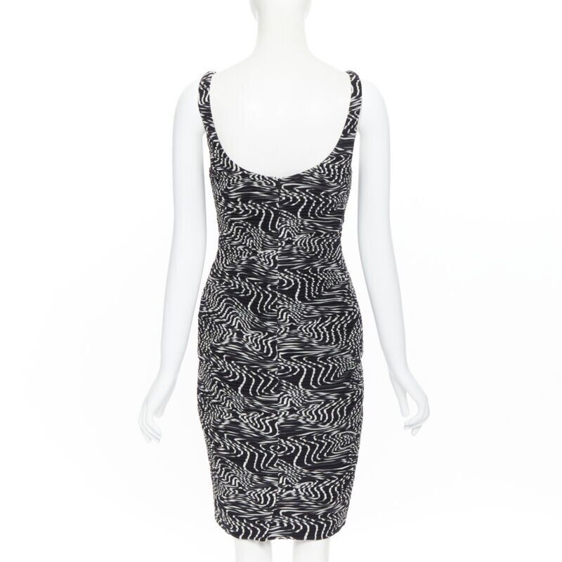 Women's Versace silk swirl print ruche pleated cocktail dress