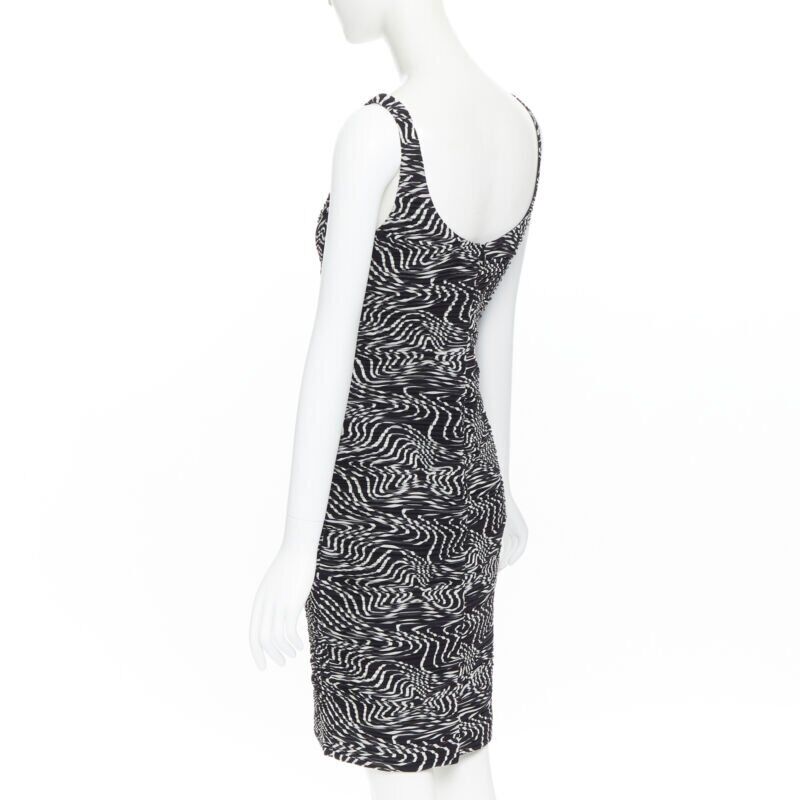 Women's Versace silk swirl print ruche pleated cocktail dress