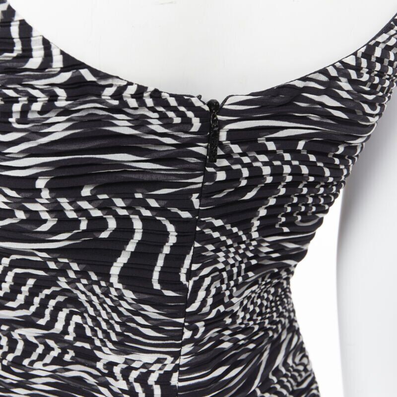 Women's Versace silk swirl print ruche pleated cocktail dress