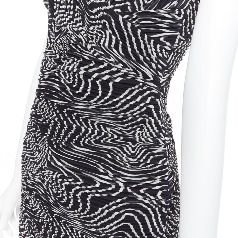 Women's Versace silk swirl print ruche pleated cocktail dress