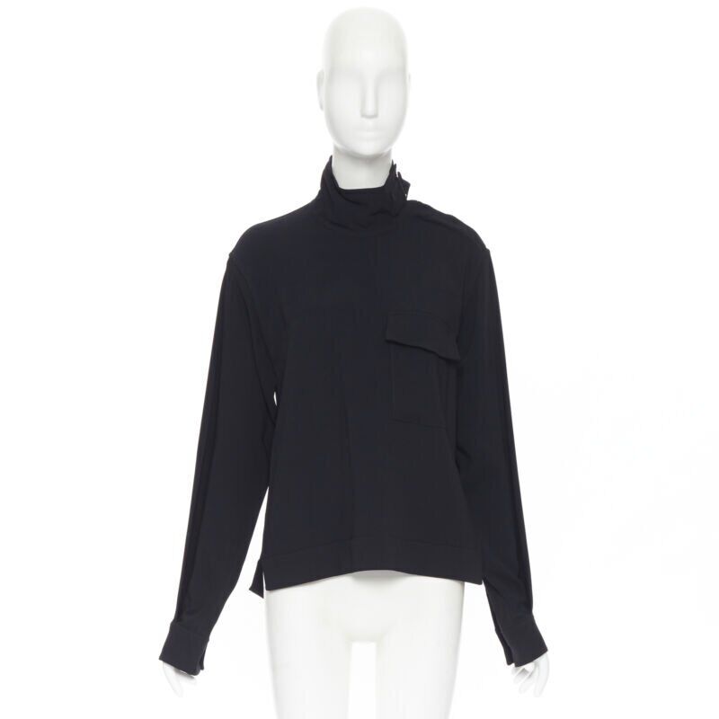 Women's Victoria Beckham crepe flap breast pocket strapped collar blouse
