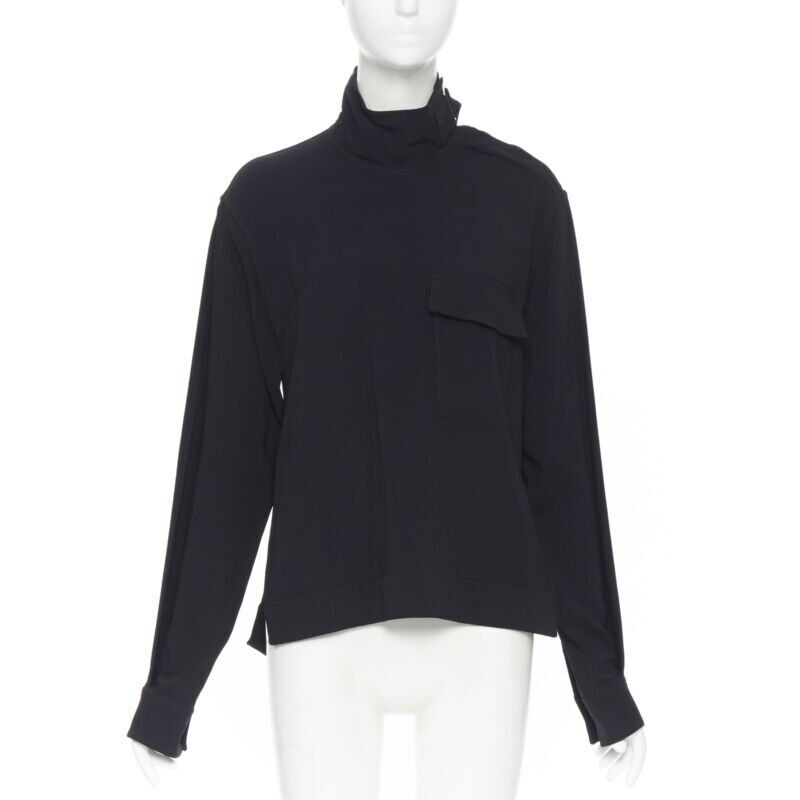 Women's Victoria Beckham crepe flap breast pocket strapped collar blouse