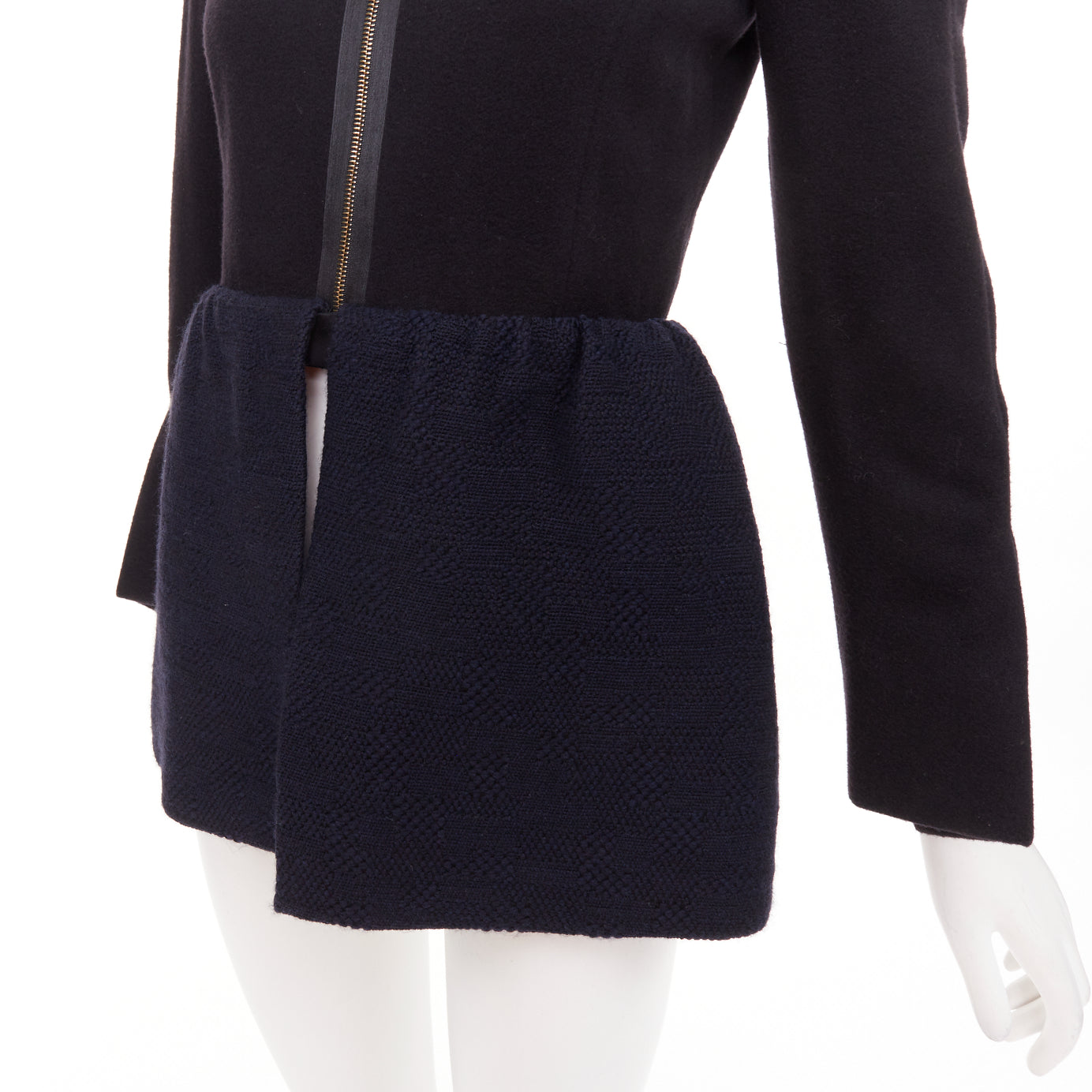 Women's The Row Loxton structured wool peplum gold zip coat