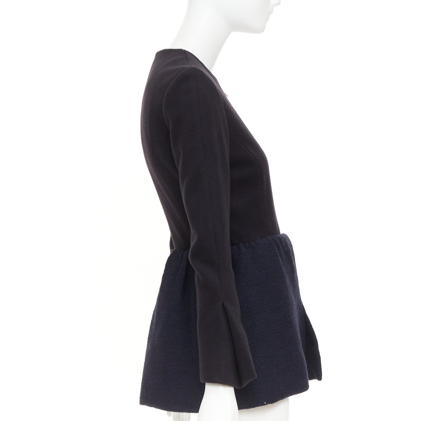 Women's The Row Loxton structured wool peplum gold zip coat