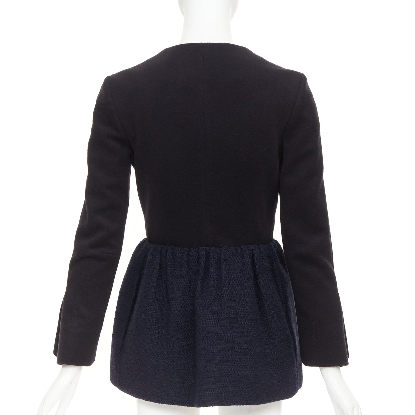 Women's The Row Loxton structured wool peplum gold zip coat