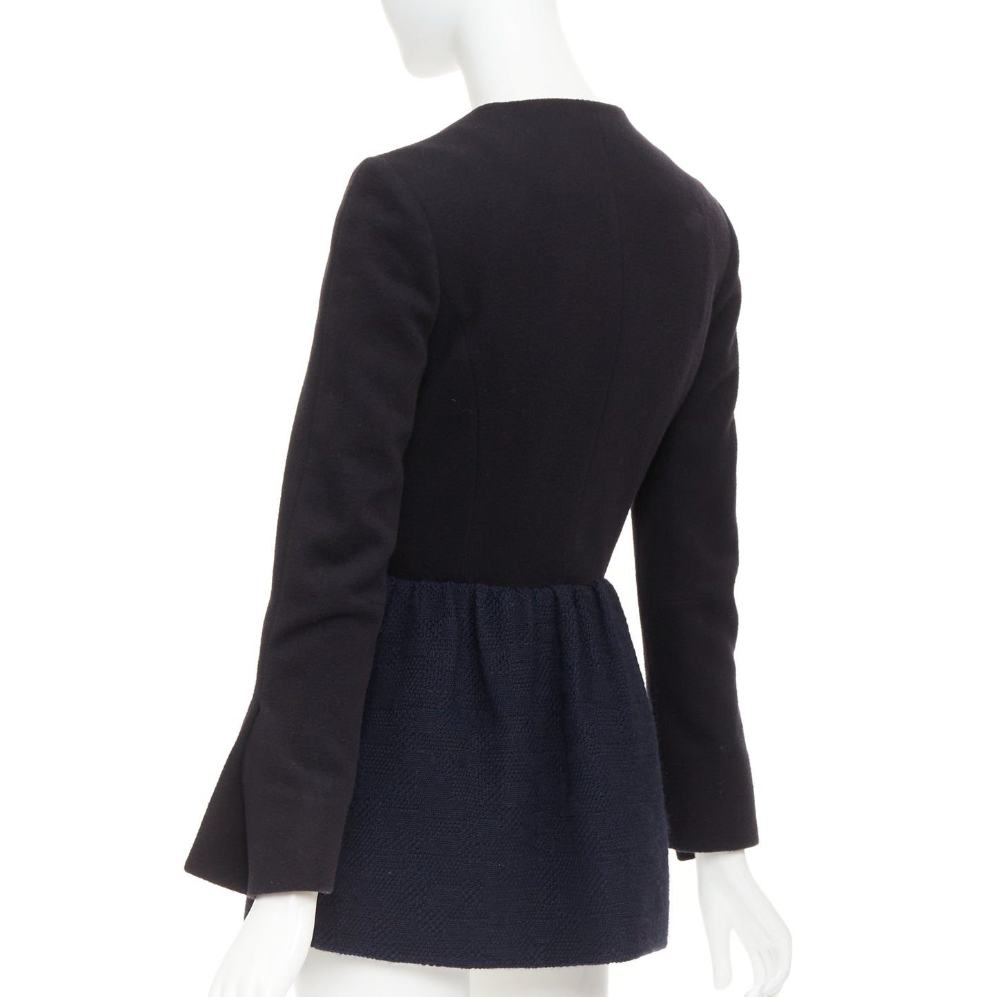 Women's The Row Loxton structured wool peplum gold zip coat