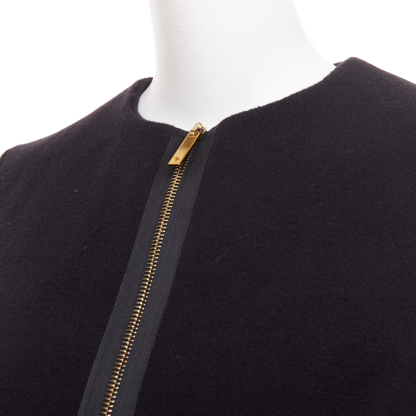 Women's The Row Loxton structured wool peplum gold zip coat