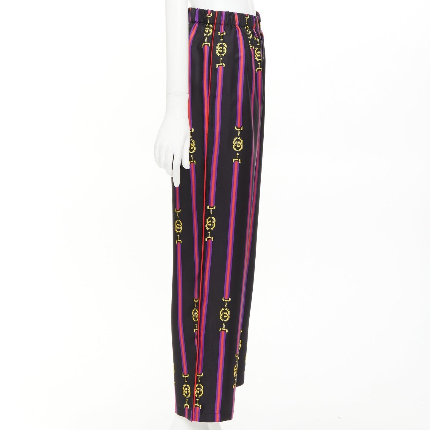 Women's Gucci Garden silk equestrian GG buckle print pajama pants