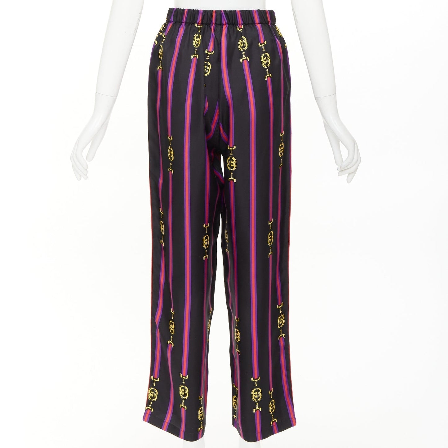 Women's Gucci Garden silk equestrian GG buckle print pajama pants