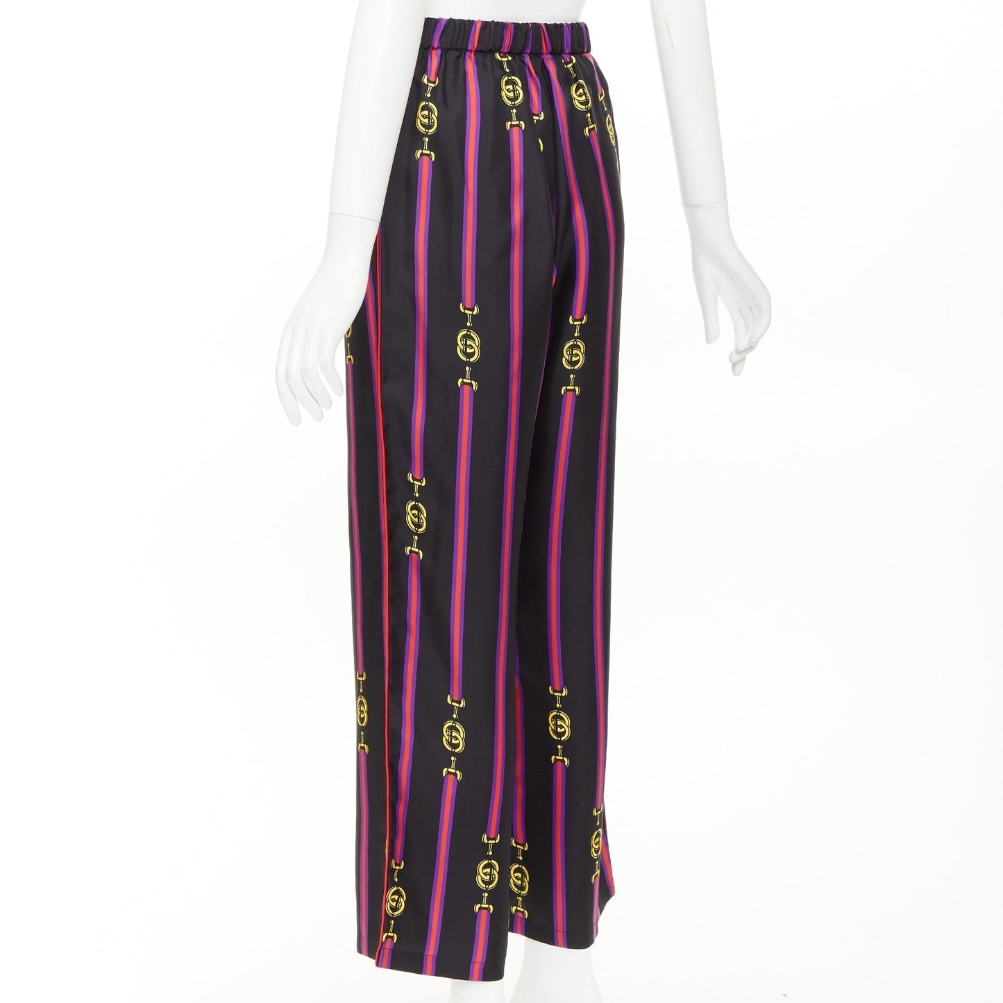 Women's Gucci Garden silk equestrian GG buckle print pajama pants