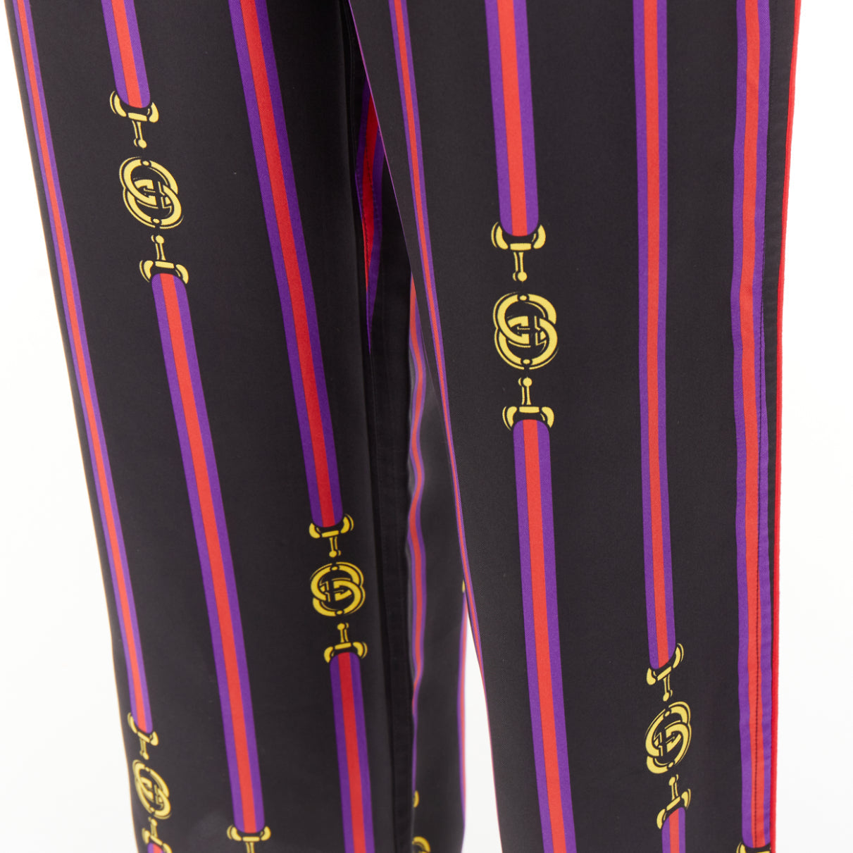 Women's Gucci Garden silk equestrian GG buckle print pajama pants
