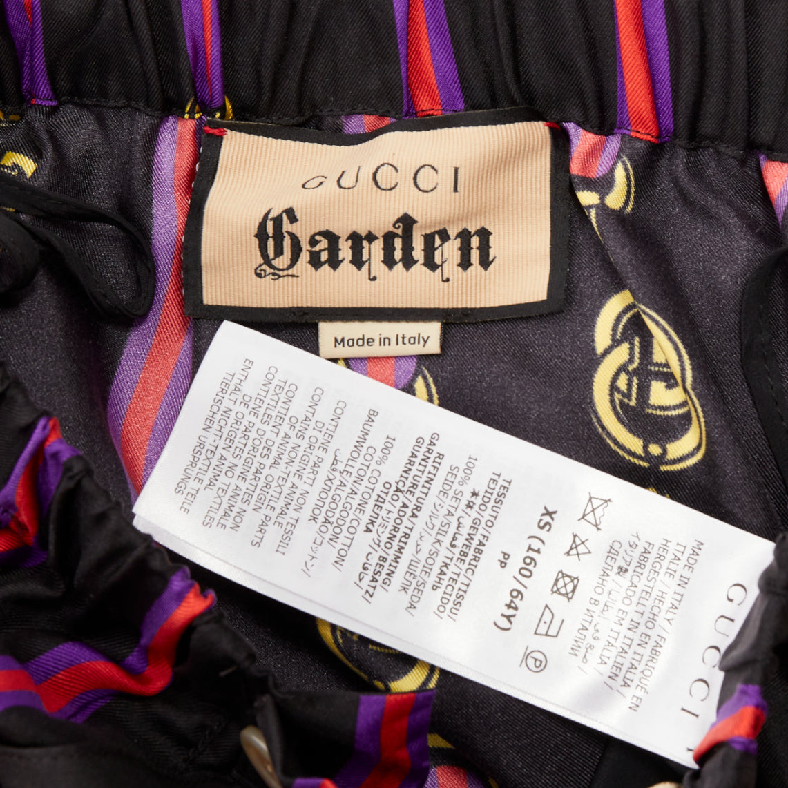 Women's Gucci Garden silk equestrian GG buckle print pajama pants