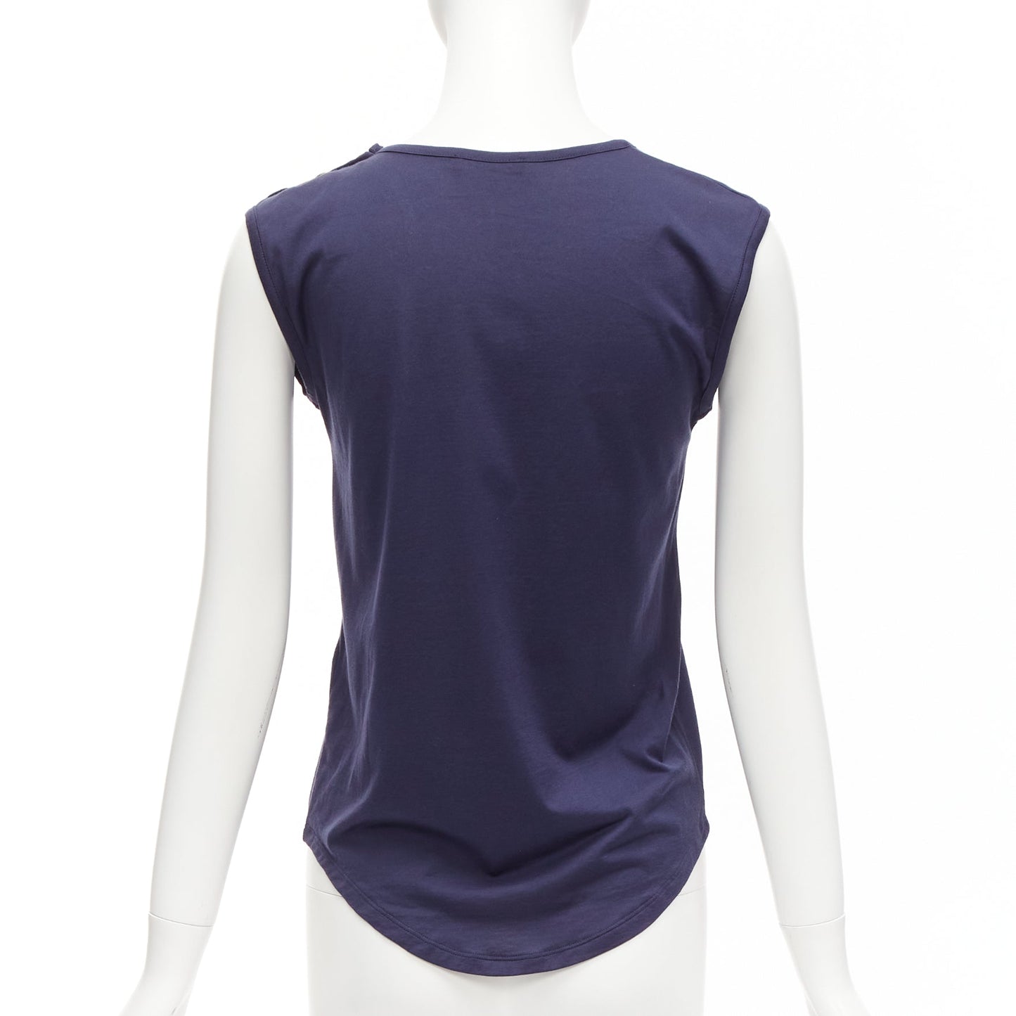 Women's Balmain gold foil logo military button shoulder tank top