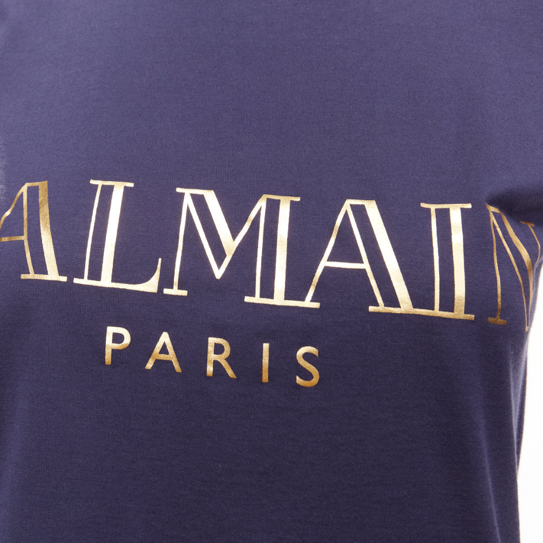 Women's Balmain gold foil logo military button shoulder tank top