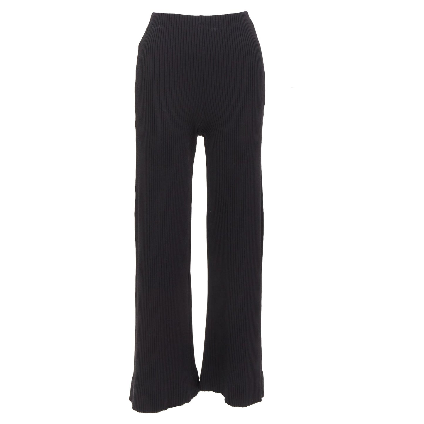 Women's Balenciaga viscose blend ribbed wide leg cropped pants
