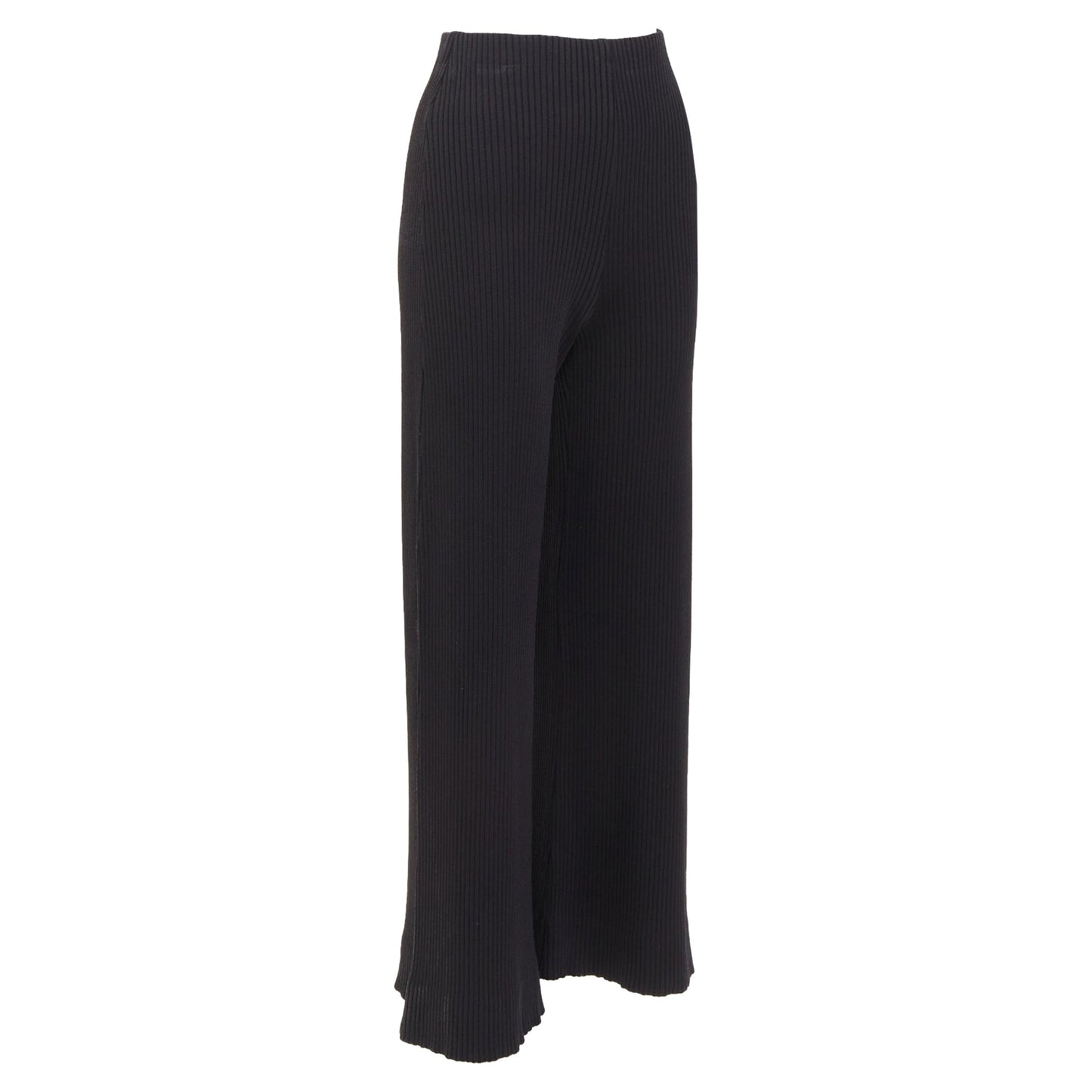Women's Balenciaga viscose blend ribbed wide leg cropped pants