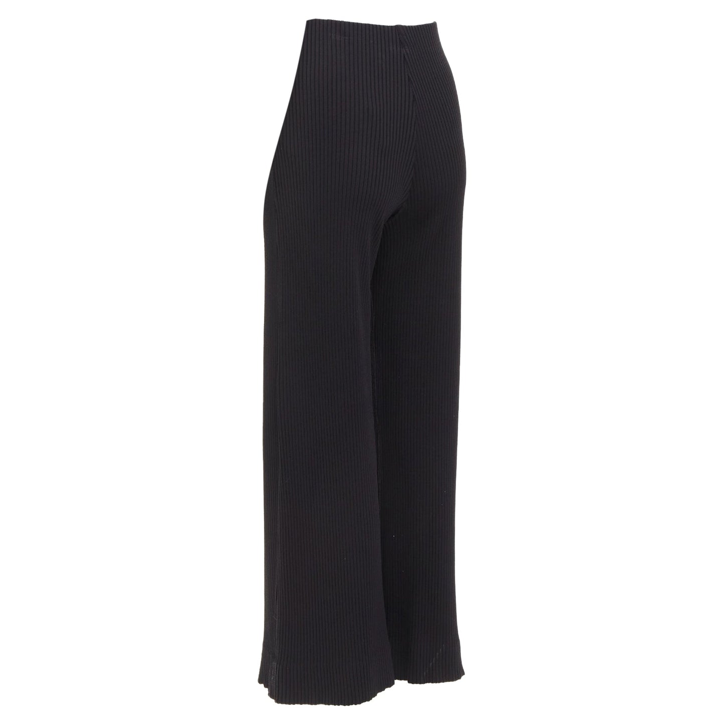 Women's Balenciaga viscose blend ribbed wide leg cropped pants