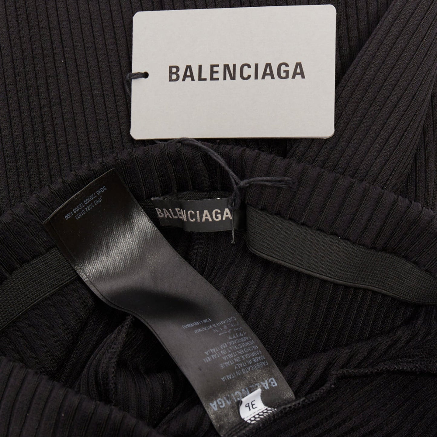 Women's Balenciaga viscose blend ribbed wide leg cropped pants