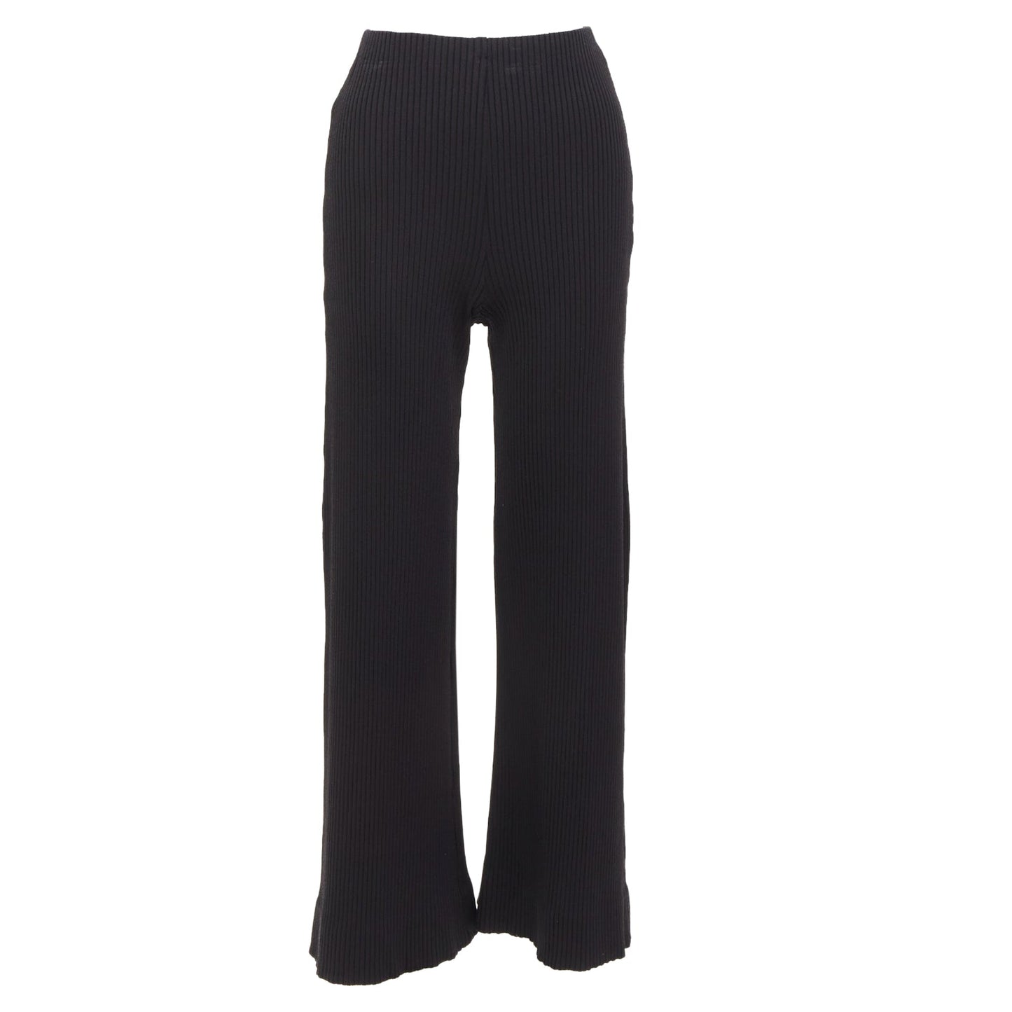Women's Balenciaga viscose blend ribbed wide leg cropped pants