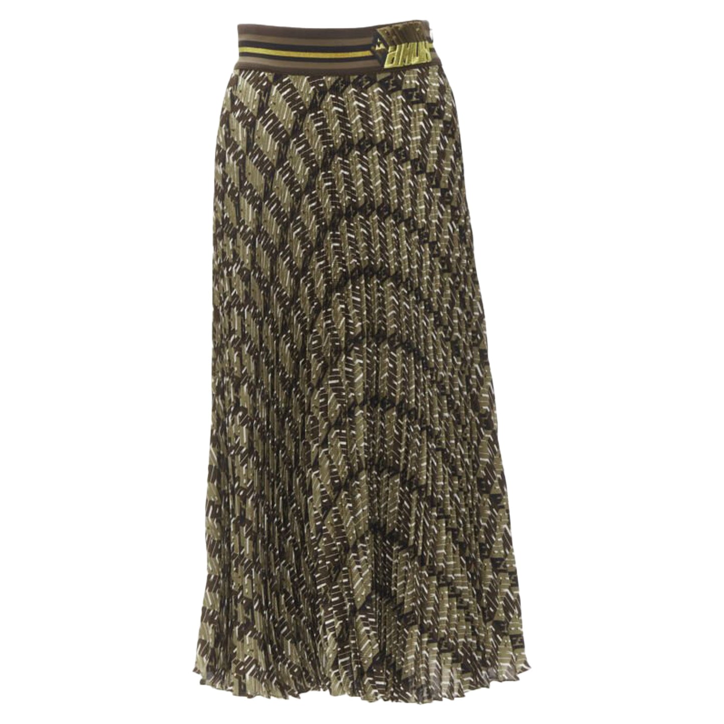 Women's Fendi Roma Amor graphic print pleated plisse silk skirt