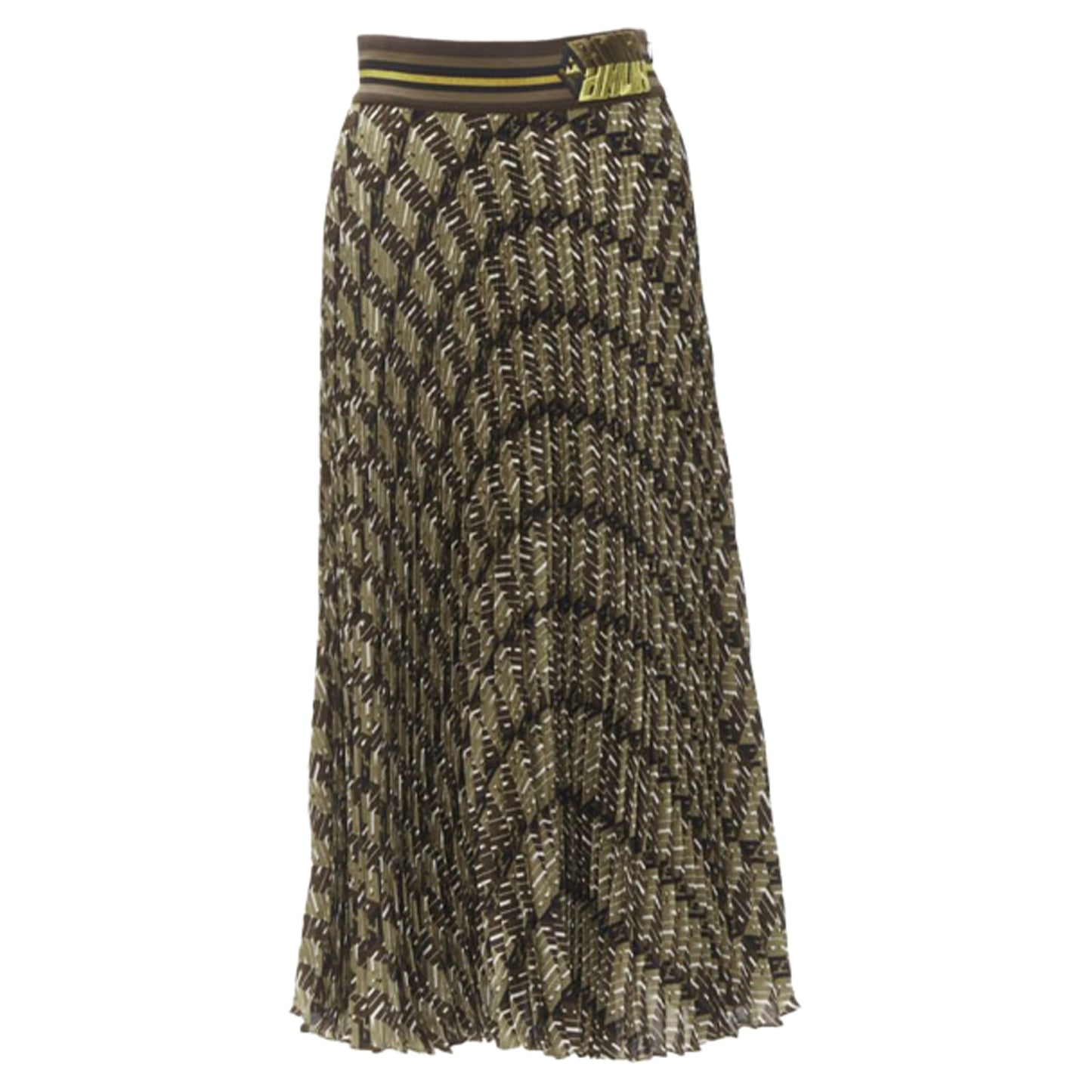 Women's Fendi Roma Amor graphic print pleated plisse silk skirt