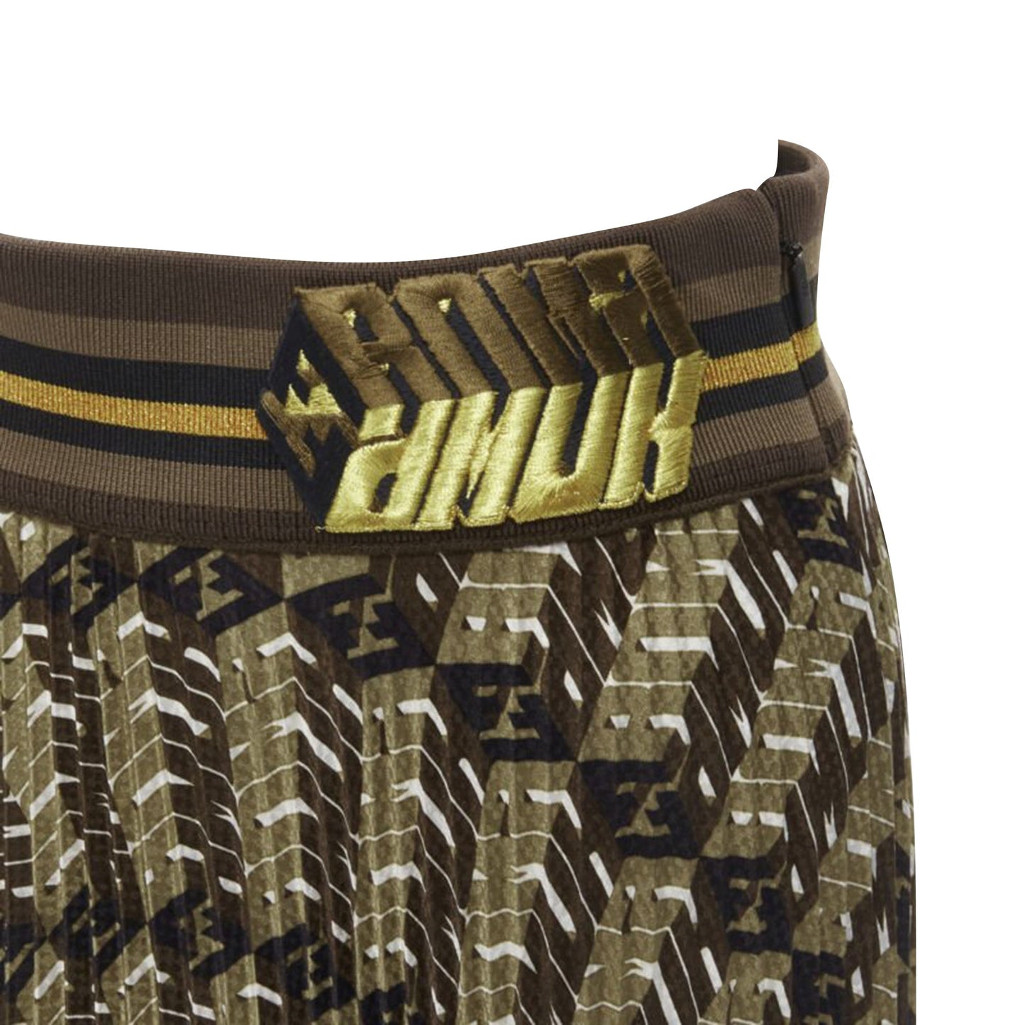 Women's Fendi Roma Amor graphic print pleated plisse silk skirt